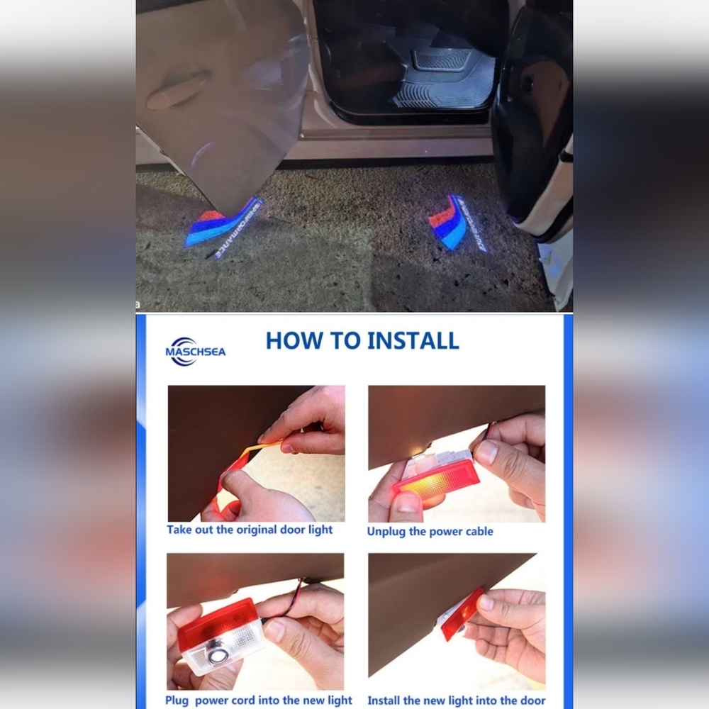 4 BMW performance car door projector lights plug and play